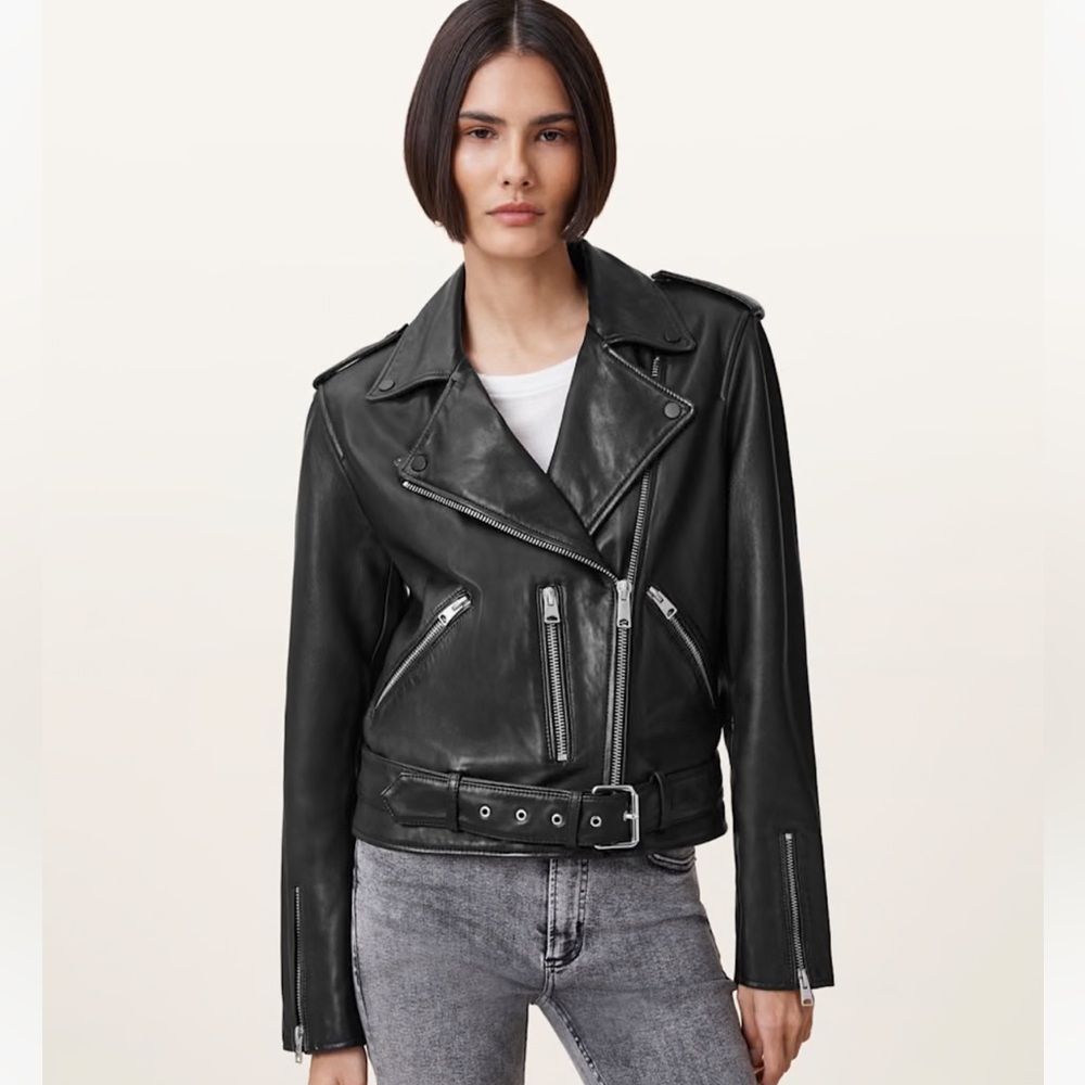All Saints Balfern Leather Moto Jacket - Picture 2 of 8